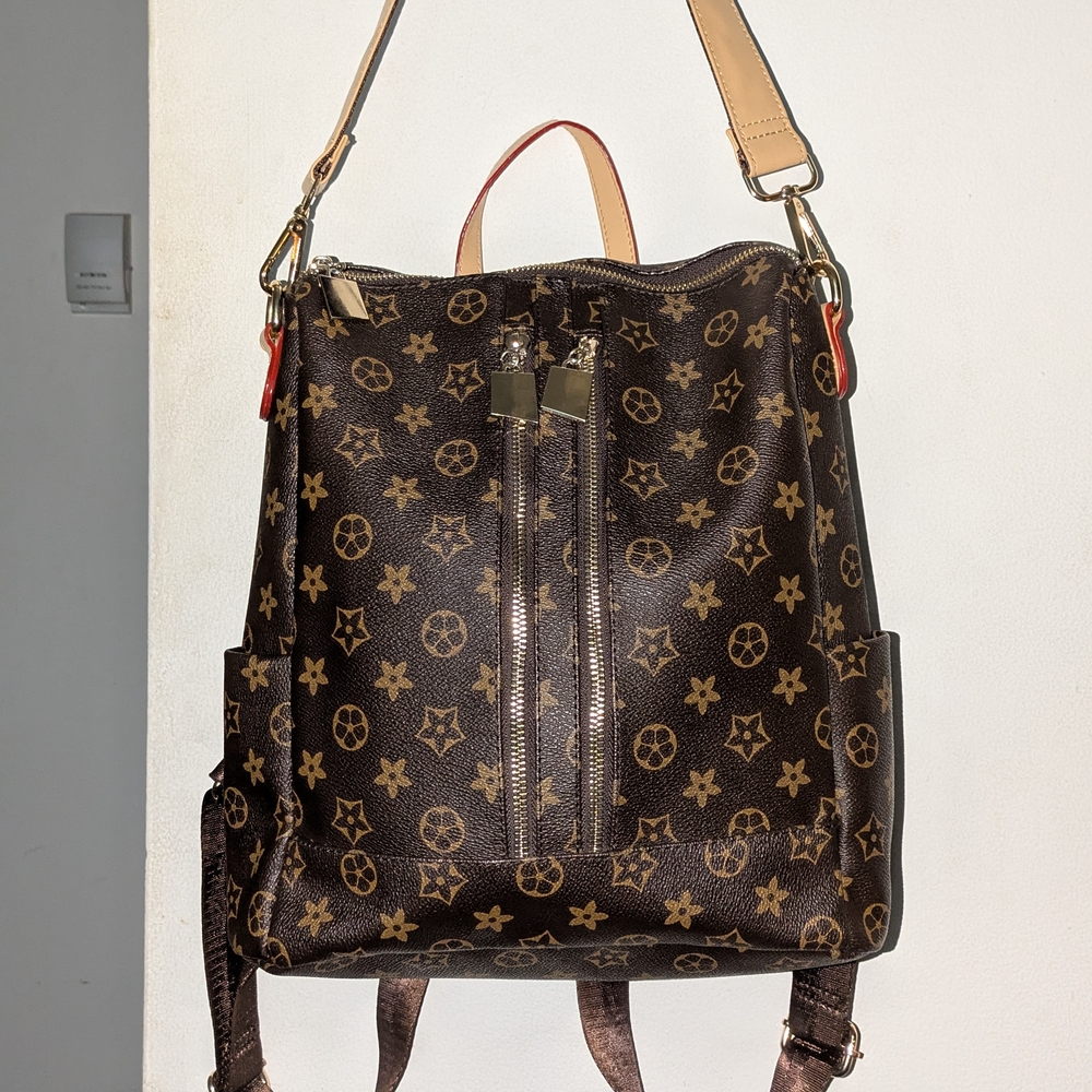 Brown Patterned Backpack - image 1